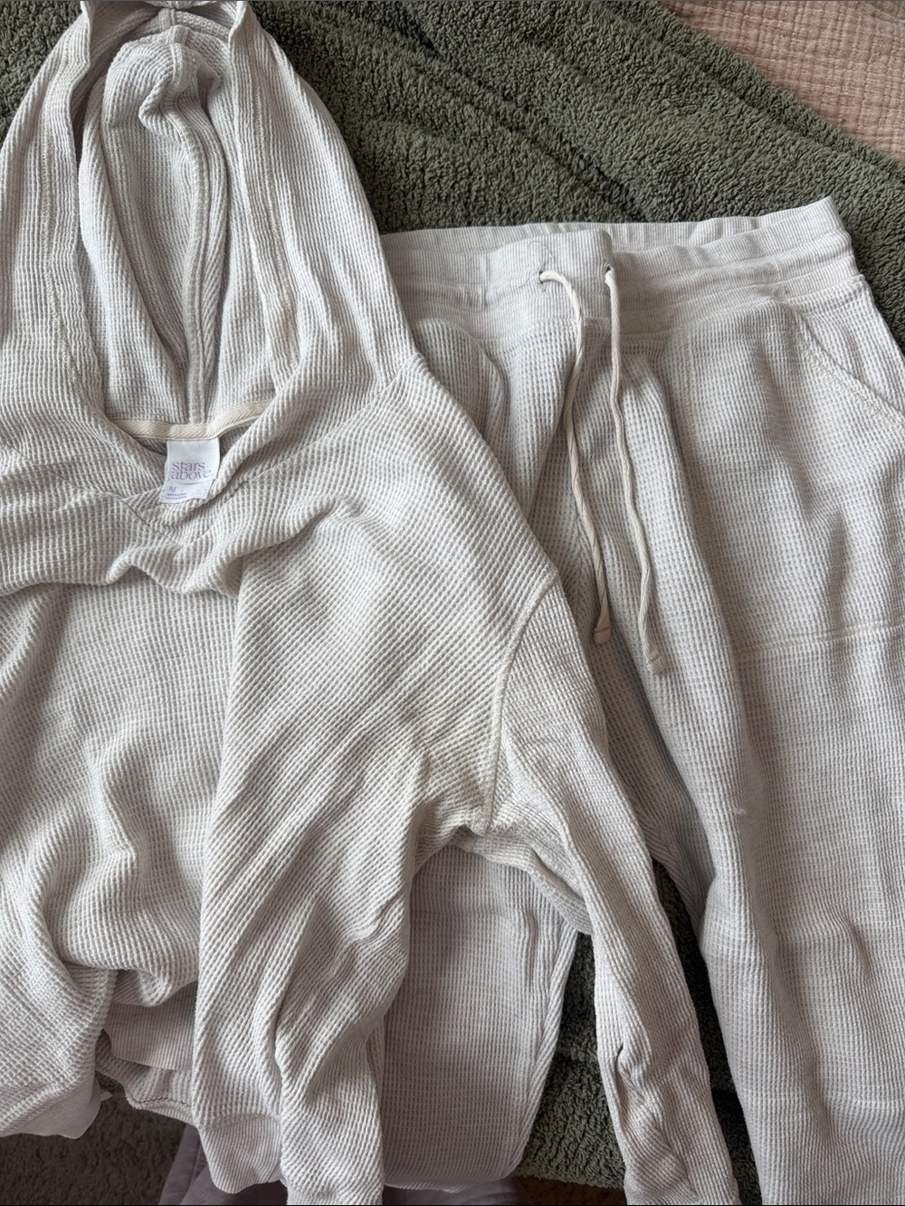 Cozy Cream Waffle Knit sweat set - Stars Above
